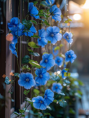 藤蔓蓝色花朵图片