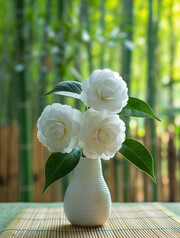 茶花插瓶花束图片