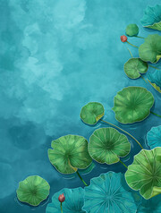 立夏荷叶插画背景图片