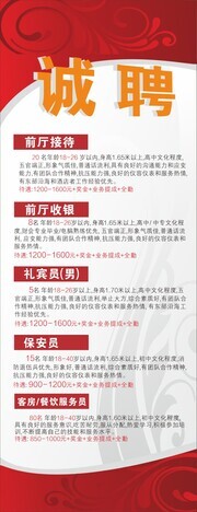 酒店诚聘宣传展架