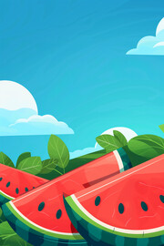 夏天创意西瓜插画图片