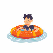 带游泳圈的人物图