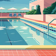 夏季安全游泳池插画