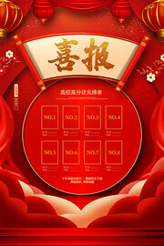 红色高分状元榜喜报海报