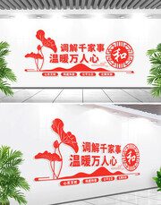 以和为贵文化墙调解室文化墙