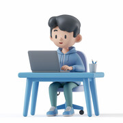 商务电脑办公人物插画