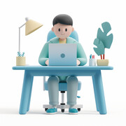 商务办公3D人物插画图片