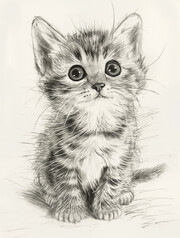 素描猫咪图