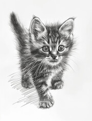 小猫咪素描图