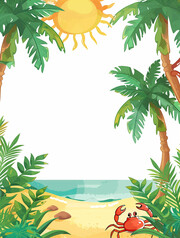 夏天沙滩插画图片素材