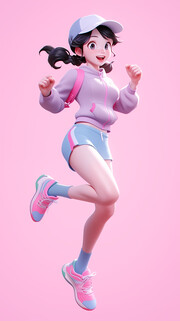 运动人物3D人物插画图片