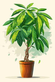 绿色植物盆栽插画图片