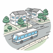 城市道路公交车插画