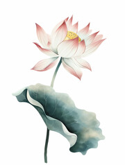 水彩国风荷花图片素材