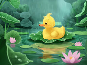 治愈小鸭子夏天插画壁纸儿童插画图片