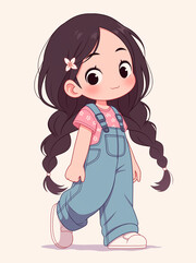 可爱小女孩的插画图片素材
