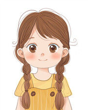 卡通女孩头像插画图片