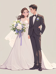 新郎新娘人物图片
