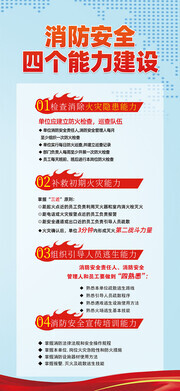 蓝色消防安全四个能力建设海报
