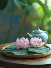 荷花和茶壶中国风图片