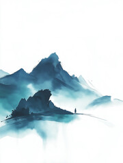 古风意境山水背景图