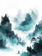 意境山水水墨图片素材