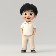 快乐的小孩3D人物插画图片