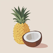 热带水果菠萝卡通插画