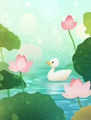 处暑插画可爱小鸭子的图片素材