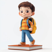开学季背书包的小孩插画图片