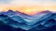 水彩山脉背景高清图