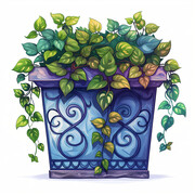 卡通植物盆栽插画图片