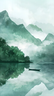 水墨青山意境山水背景