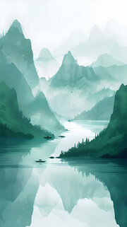 水墨意境山水背景