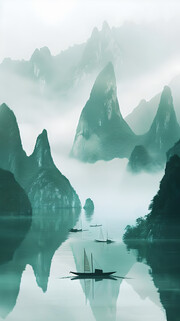 中式山水背景图