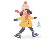 滑雪的女孩插画图片