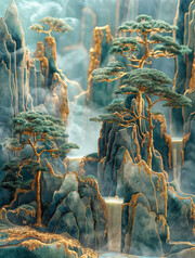 微缩山水景观高清图片素材