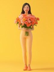 教师节插画拿着花束的美女人物头像图片素材