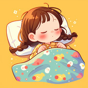 睡觉的小女孩卡通插画高清图片素材