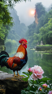 大公鸡装饰画的图片素材