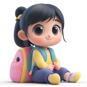 可爱女学生插画