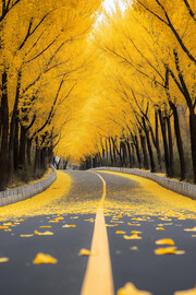 秋天树林道路风景图片
