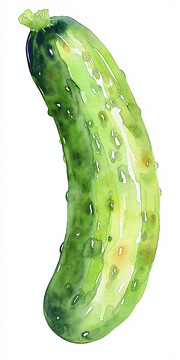 黄瓜蔬菜水彩插画