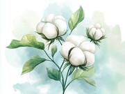 棉花枝条插画