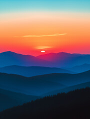 山脉落日风景图片素材