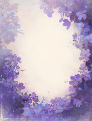 水彩紫色花卉边框背景