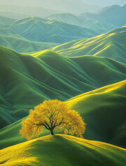 阳光山坡草地风景