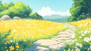 秋天卡通风景插画图片素材
