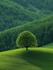 绿草地大树森林背景