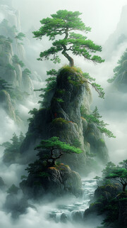 迎客松松树装饰图片